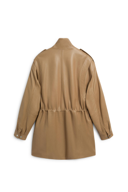 Massimo Dutti Парка из кожи наппа с присборенными деталями - Limited Edition, горчичный