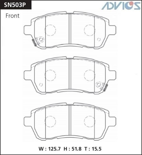 Дисковые тормозные колодки ADVICS передние SN503P