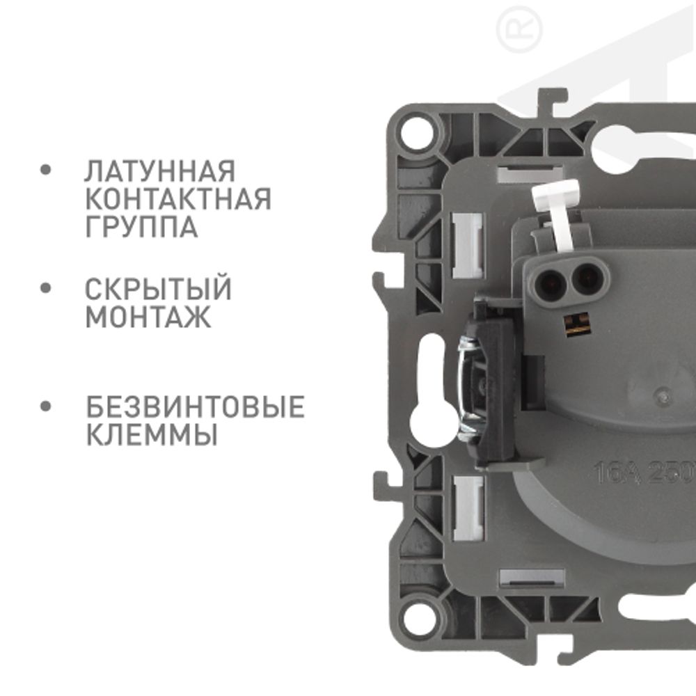 Розетка ЭРА Серия 12 12-2105-05 2P 16A-250В IP20 антрацит | Эра 12