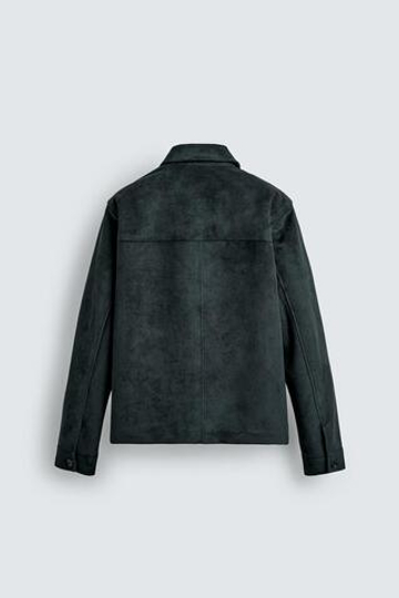 ZARA КУРТКА-РУБАШКА ИЗ ИСКУССТВЕННОЙ ЗАМШИ, МОРСКОЙ СИНИЙ