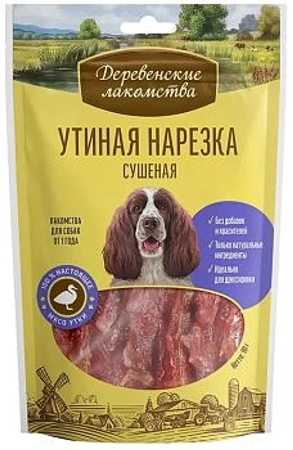 Деревенские лакомства Традиционные для собак Мяса Утиная нарезка сушеная (90 г)