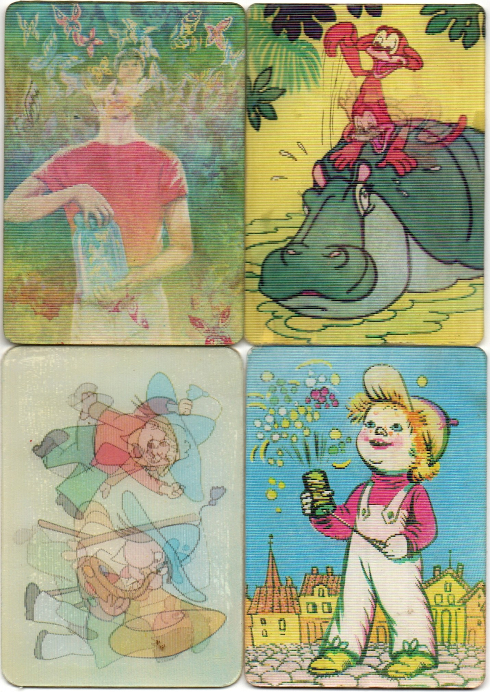 Набор из 4 переливных (стерео) Календариков . Мультфильмы СССР 1984, 1991, 1992 гг.