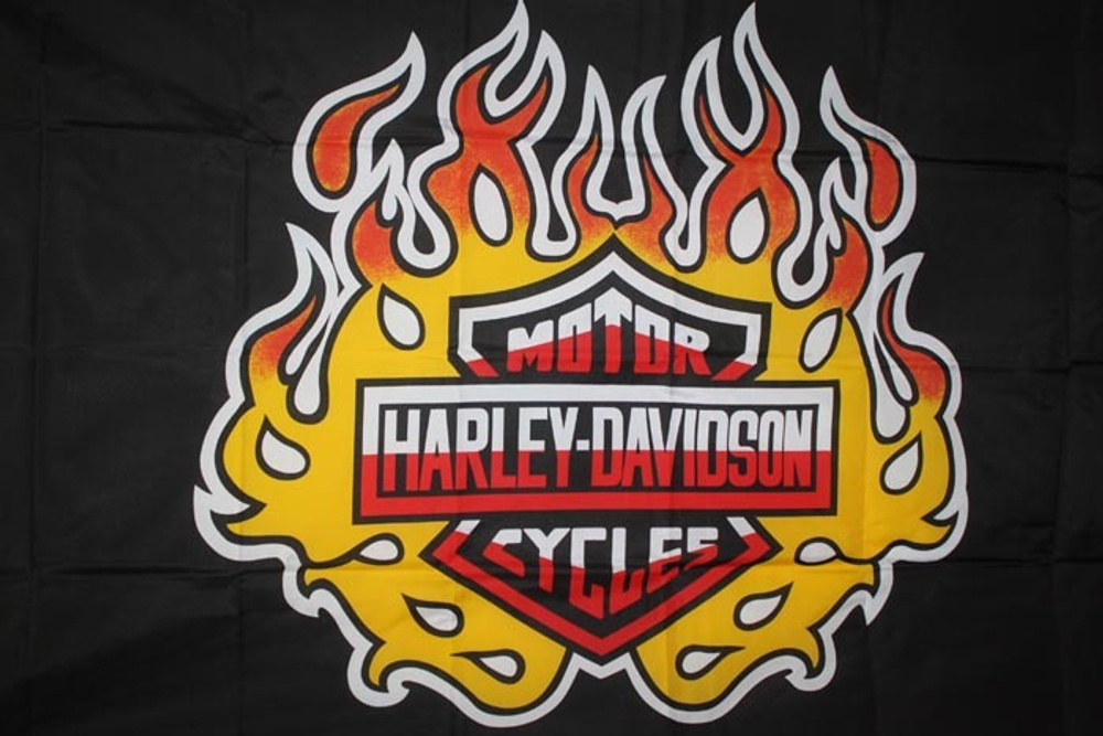Флаг Harley-Davidson лого в огне