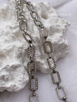 Цепь серебристая со стразами (~купон 87-90см)
