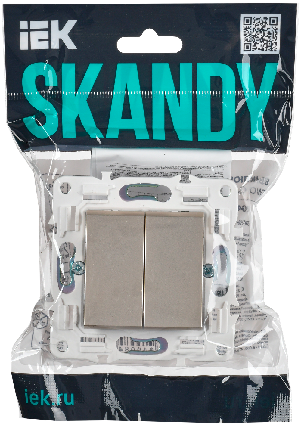 SKANDY Выключатель 2-клавишный перекрестный 10А SK-V06Sh шампань IEK
