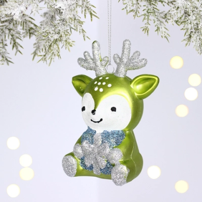 Ёлочная игрушка «Весёлый оленёнок» 8*5.5*11.5 см, Салатовый