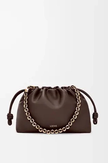 Loewe Сумка Flamenco среднего размера из мягкой кожи ягненка наппа, темно-каштановый