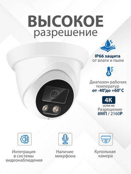 ASECAM 4K-POE купольная камера видеонаблюдения 8Mp
