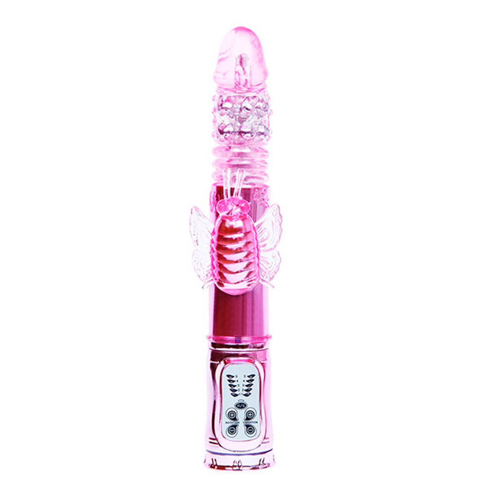 Розовый вибратор-бабочка 29см Baile Throbbing Butterfly BW-058007