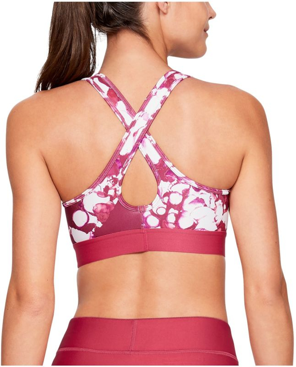 Теннисный бюстгальтер Under Armour Mid Crossback Print - impulse pink/impulse pink