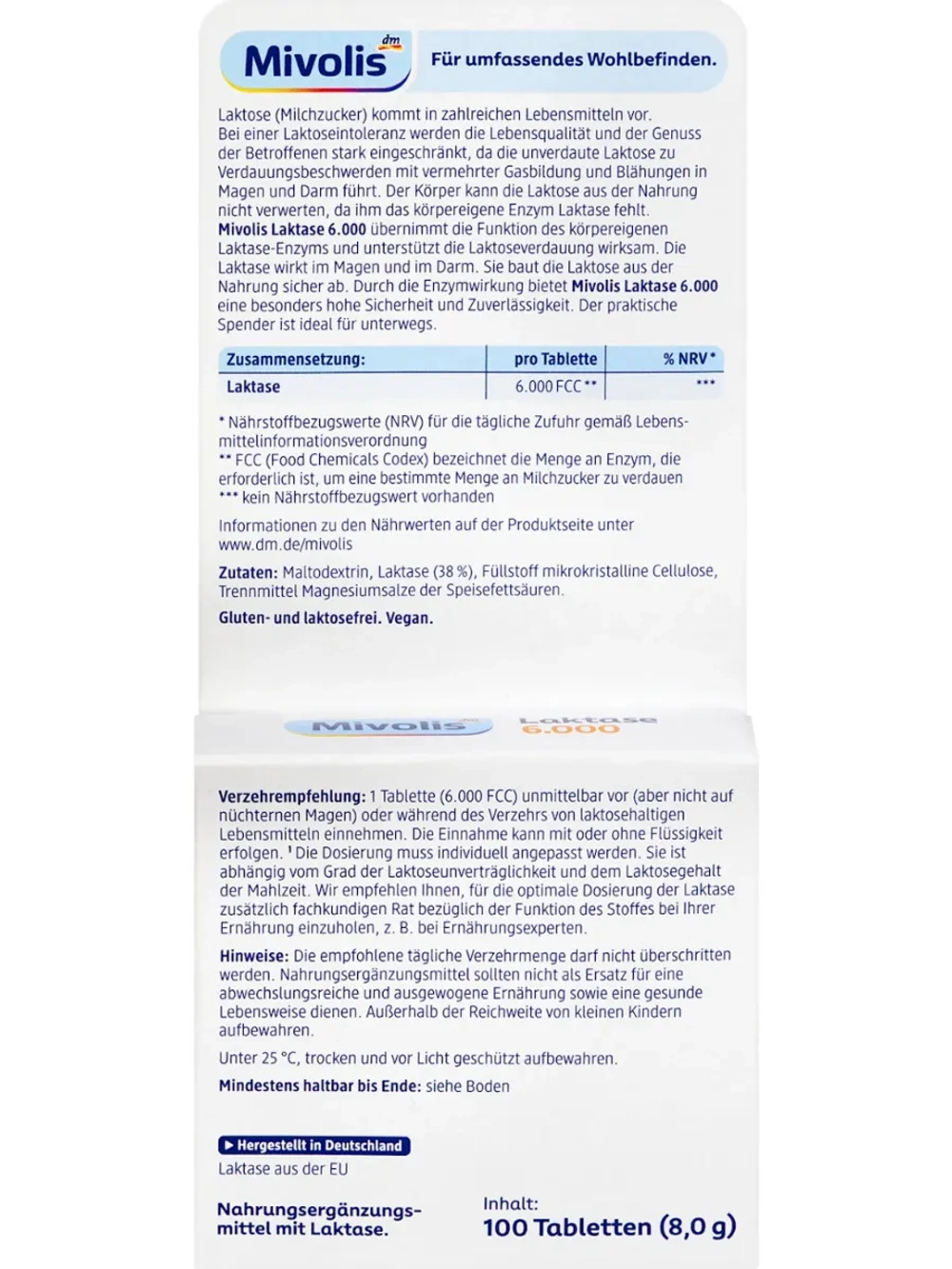 Mivolis Лактоза 6.000ед. мини 100 шт., 8 г.