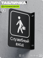 Табличка Служебный вход флажковая на стену, двусторонняя с крепежом, 19 х 25 см, для офиса, кафе, ресторана, серия COSMO, Айдентика Технолоджи