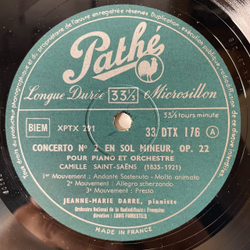 Винтажная виниловая пластинка LP Камиль Сен Санс Saint Saens, Concerto Pour Piano Et Orchestre N 2 En Sol Mineur, N 4 En Ut Mineur (Франция 1956) Pathe