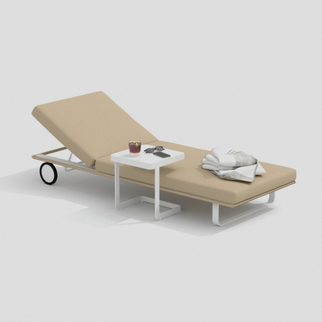 Шезлонг Ideal Patio КОСТА на колесах бежевый - белый каркас