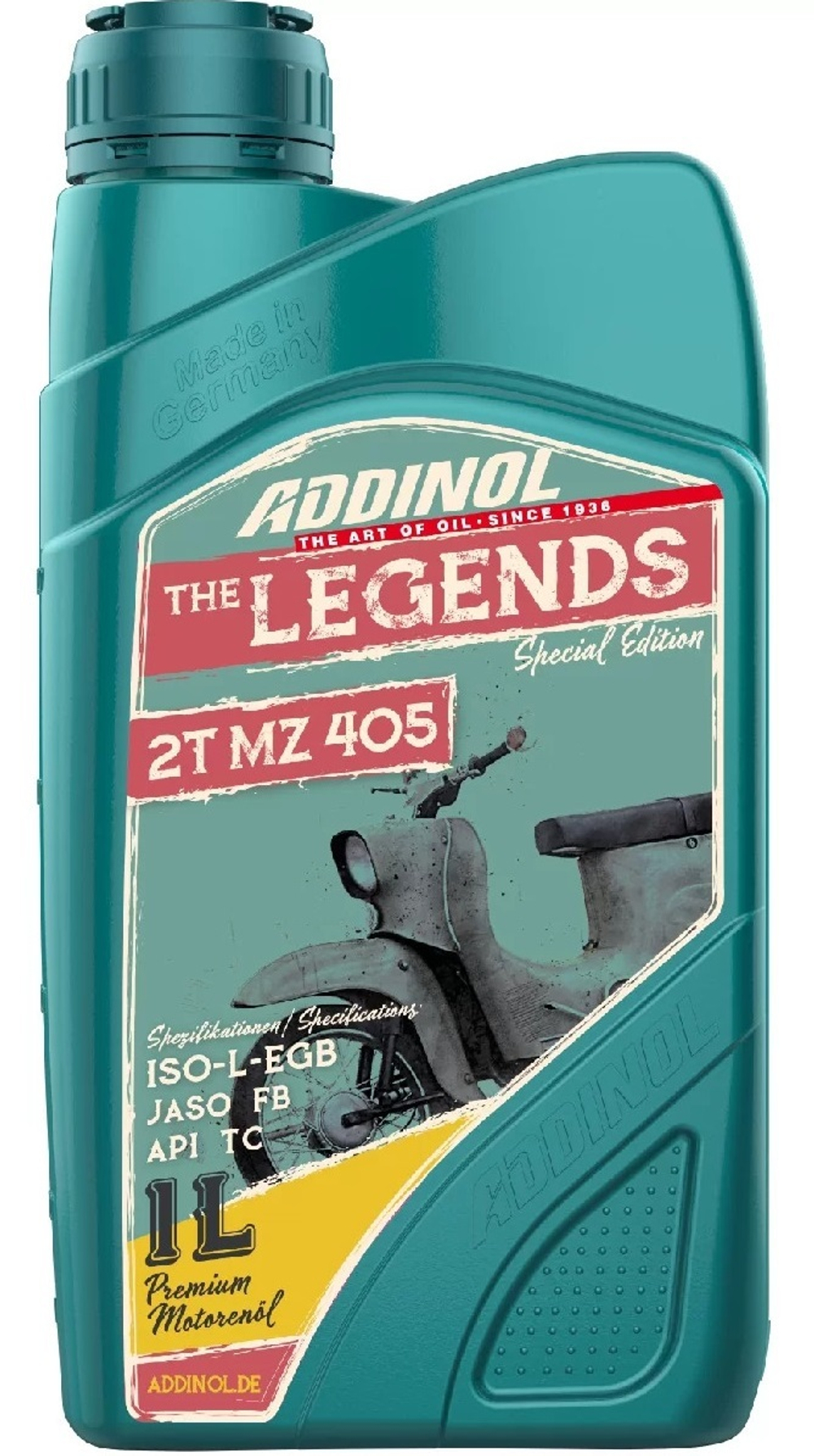 Масло моторное для 2х тактных двигателей мин. ADDINOL Legends 2T MZ 405, канистра 1л,10009100/070624/3081494