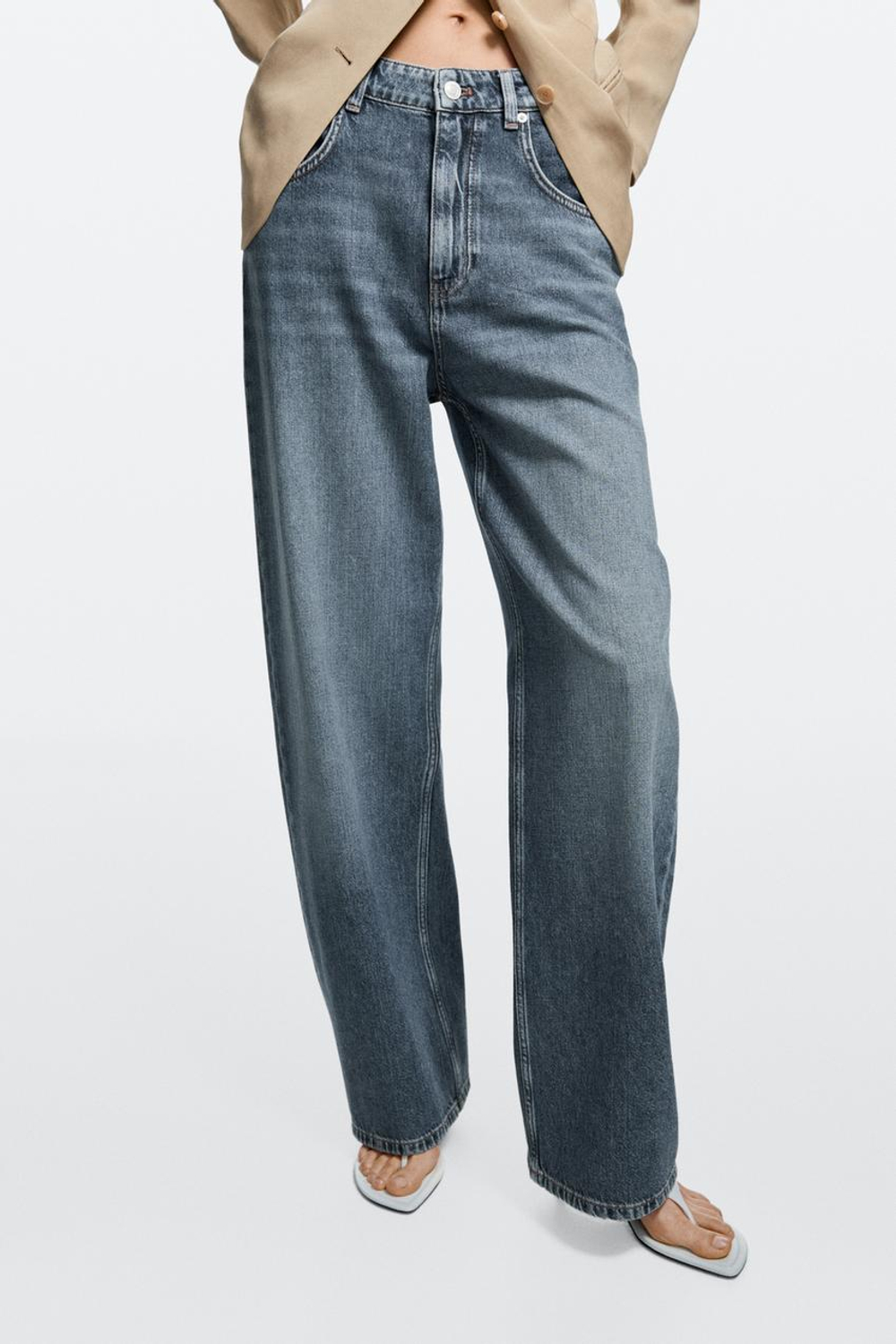 Massimo Dutti Джинсы средней посадки с зауженным кроем, средне-синий