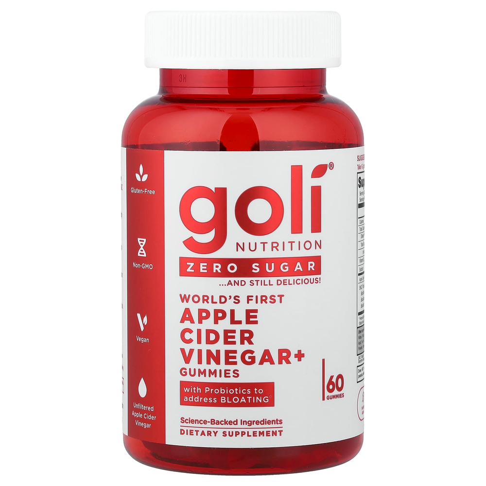 Goli Nutrition, Первый в мире яблочный уксус с жевательными мармеладками, без сахара, 60 жевательных мармеладок