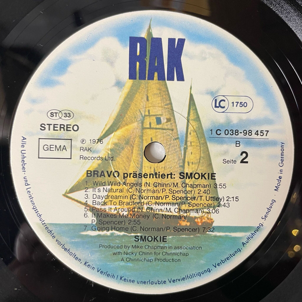 Винтажная виниловая пластинка LP Smokie Смоуки Bravo Prasentiert (Germany 1976) Little Lucy