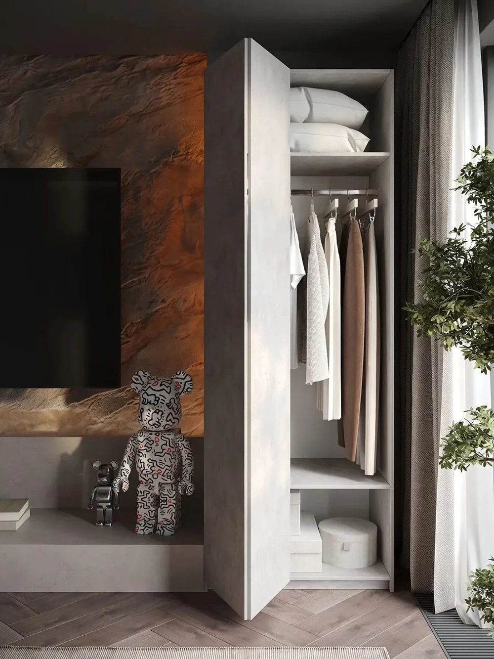 Шкаф распашной Soho Push to Move, серый, 81 см