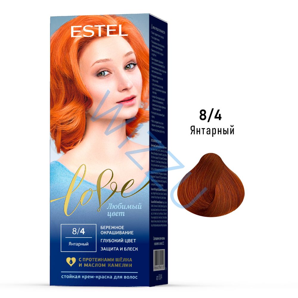 Стойкая крем-краска  для волос ESTEL LOVE тон 8/4 Янтарный  (115мл)/10