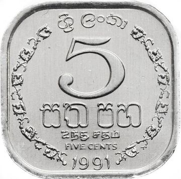 5 центов 1991 Шри-Ланка
