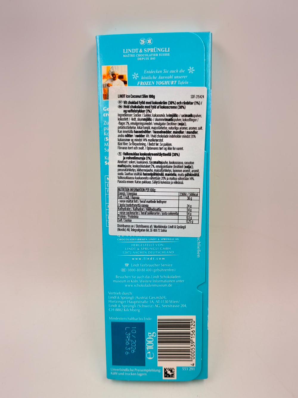 Lindt Ice Cream Белый шоколад Cocos со сливочно-кокосовой начинкой, 100 г (Германия)