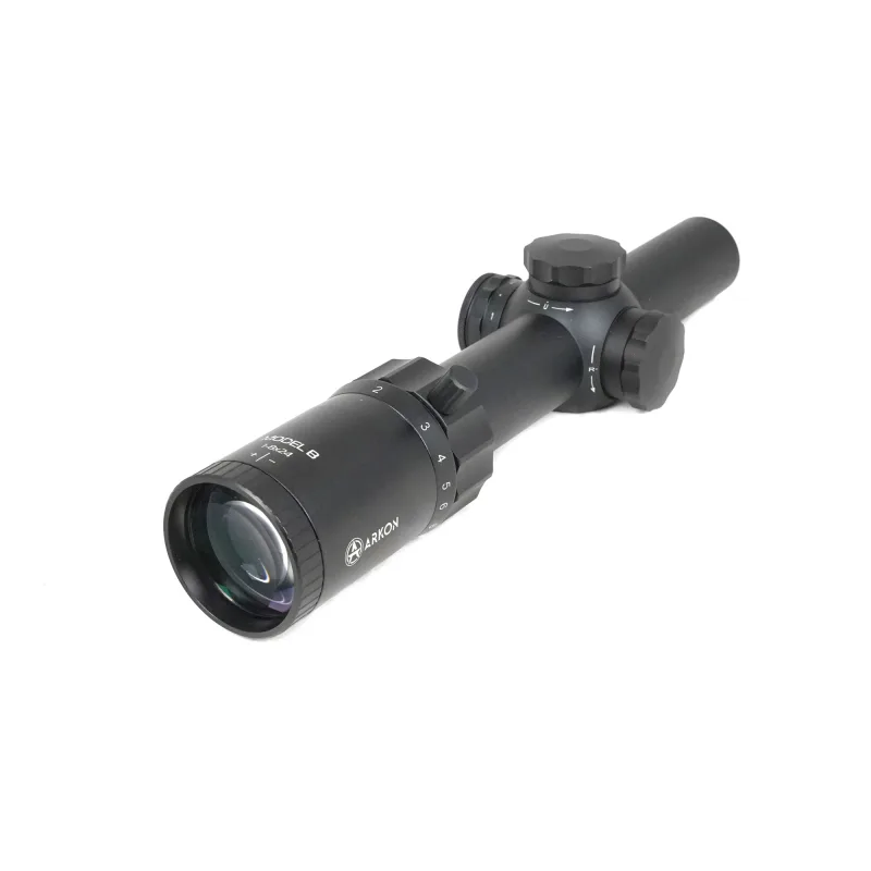 Оптический прицел ARKON Model B 1-8x24 / Аркон Модель Б 1 8 на 24 - вид со стороны окуляра, линза и рычаг изменения кратности