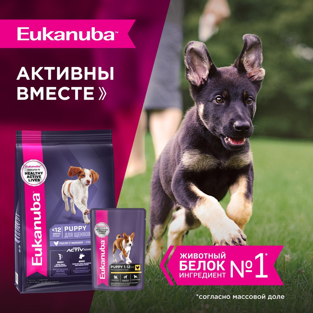 Eukanuba паучи для щенков от 1 до 12 месяцев всех пород из курицы в соусе 85 г