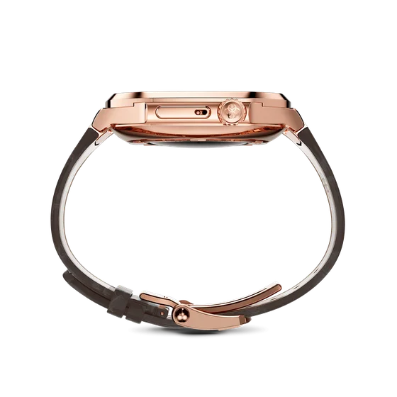 Корпус для Apple Watch ROL45 - Розовое золото/Коричневый/Натуральная кожа
