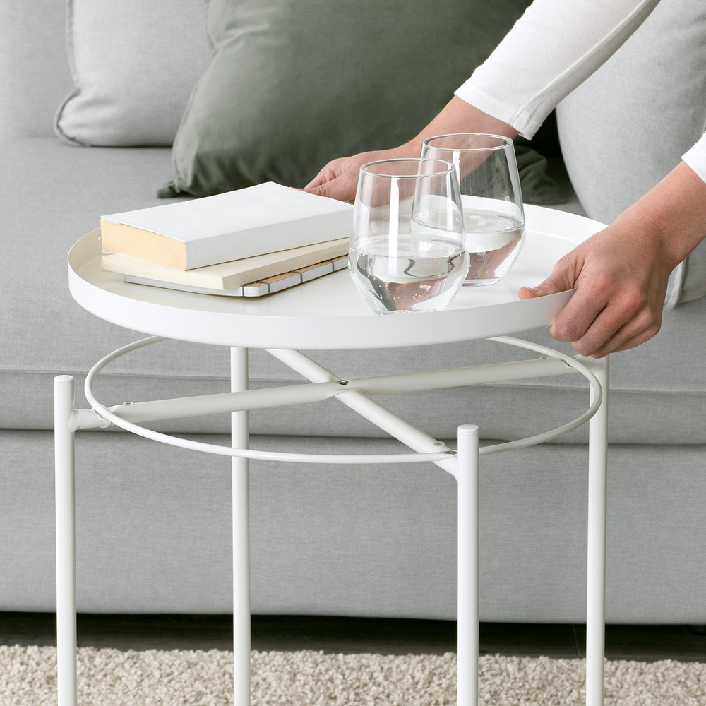 IKEA GLADOM  (ИКЕА ГЛАДОМ)  -  Столик с подносом - белый 45х53 см
