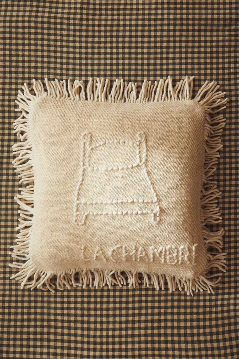 ZARA HOME ЧЕХОЛ ДЛЯ ДЕКОРАТИВНОЙ ПОДУШКИ С ВЫШИВКОЙ ИЗ ШЕРСТИ, ЭКРЮ