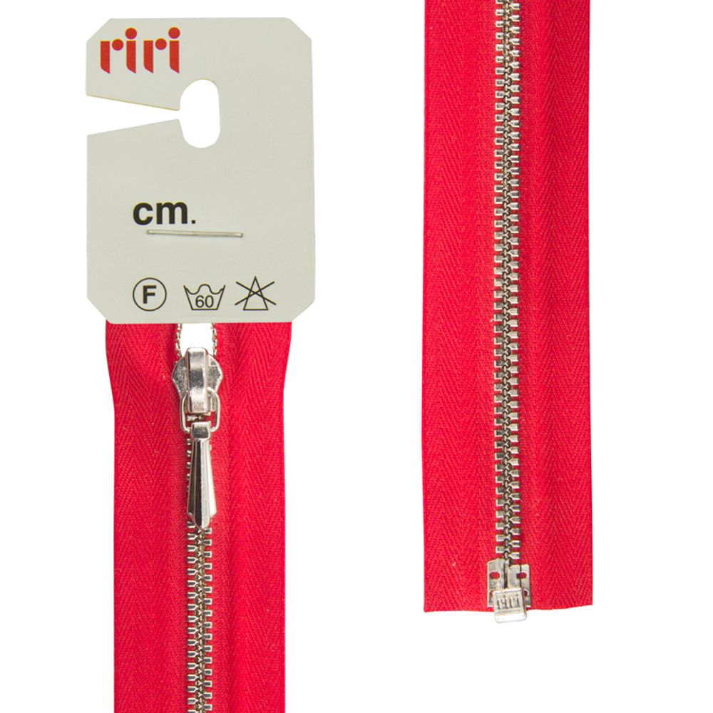 Молния металл RIRI Т3 (3 мм) 1 зам., разъем., 60 см, Ni, слайд.Tropf, цв.2407, красный, 1 шт Молния металл RIRI Т3 (3 мм) 1 зам., разъем., 60 см, Ni, слайд.Tropf, цв.2407, красный, 1 шт