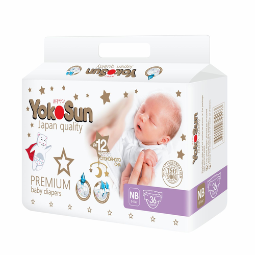 YokoSun Premium Подгузники NB (0–5 кг) 36 шт.