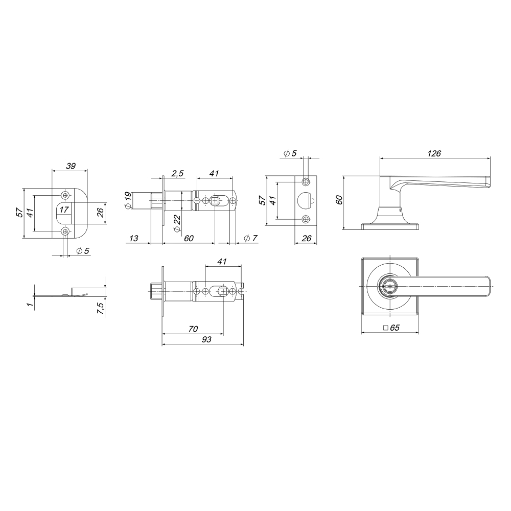 Ручка защелка DK710/BL BL-ET (кл./фик.) черный