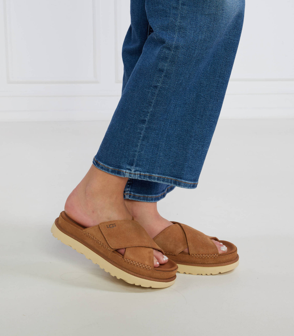 Кожаные шлепанцы w goldenstar cross UGG - коричневый(1137910)
