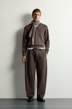 ZARA БРЮКИ BALLOON FIT, КОРИЧНЕВЫЙ