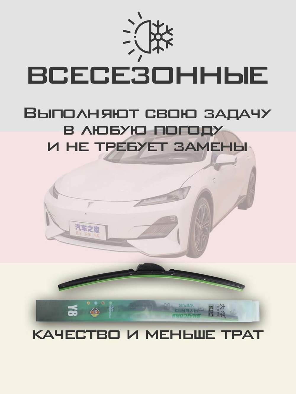 Щетки стеклоочистителя HUOYE Y8 600/450 мм на Changan Shenlan | Push button