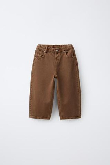 ZARA ДЖИНСЫ TAPERED С КАРМАНАМИ, КОРИЧНЕВЫЙ