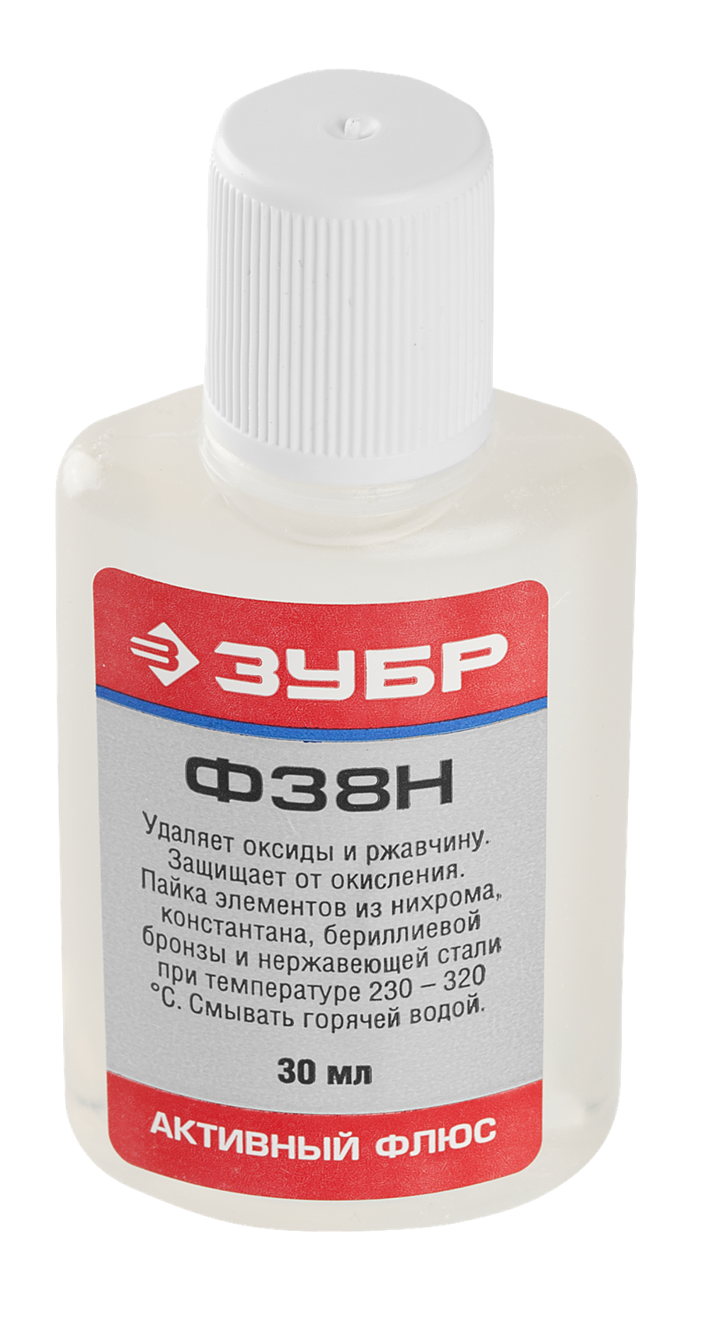 55495-030 Флюс ЗУБР Ф38Н, пластиковый флакон, 30мл