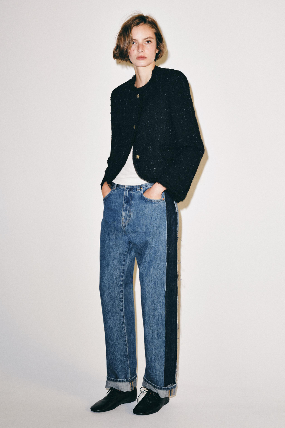 ДЖИНСЫ ZW COLLECTION С ПОДВОРОТАМИ И СРЕДНЕЙ ПОСАДКОЙ — ZARA