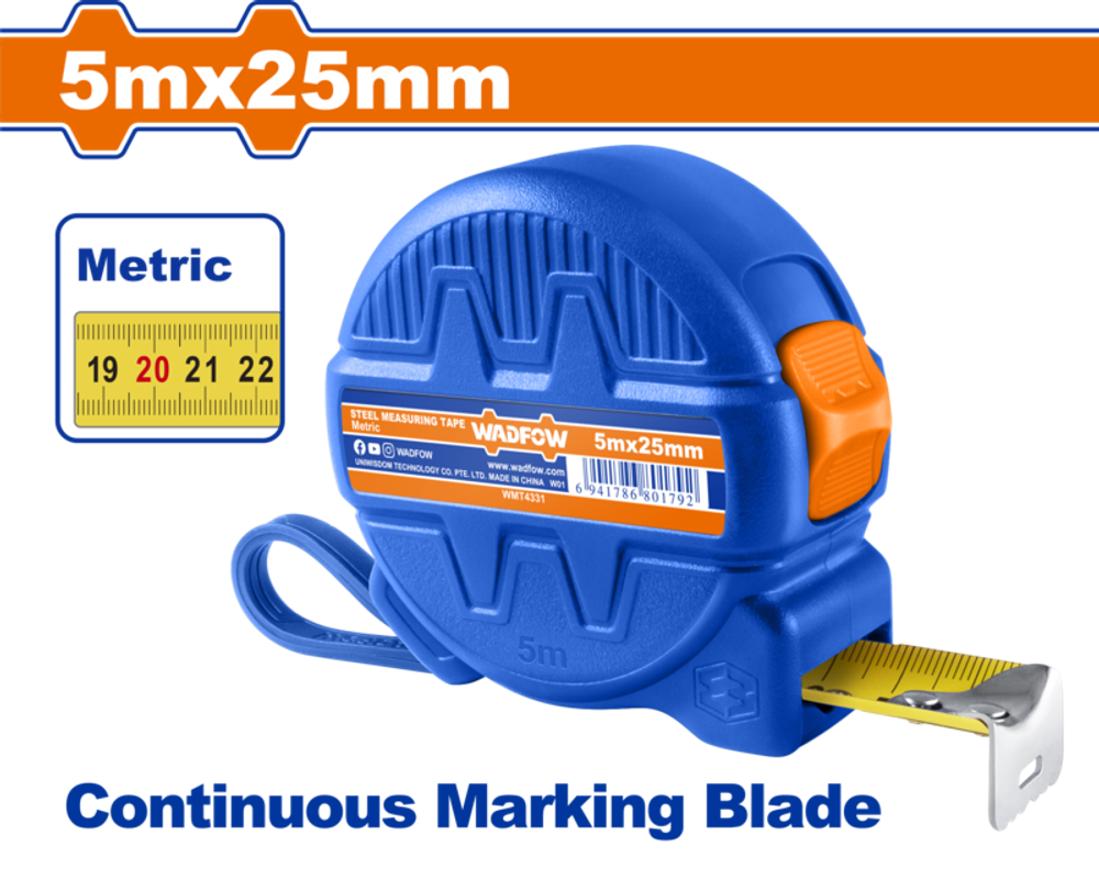 Рулетка WADFOW WMT4331 5м х 25мм