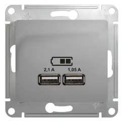 Розетка с USB A+A Systeme Electric Glossa Алюминий GSL000333