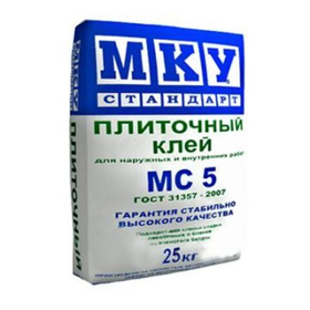 Клей для плитки МКУ Стандарт MC5 25 кг