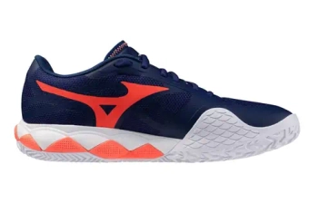 Мужские кроссовки теннисные Mizuno Wave Enforce Tour 2 CC - beacon blue/white/lava orange