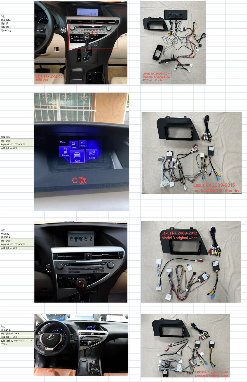 Установочный комплект для LEXUS RX 270 2012-2014 low  KUBERG HP-1211-D