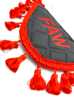 Вымпел тройной Faw (экокожа, черный с красной вышивкой)