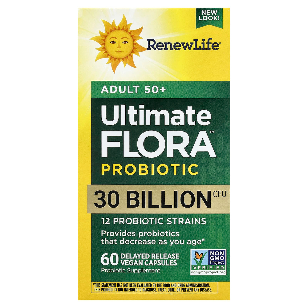 Renew Life, Ultimate Flora™, пробиотик для взрослых от 50 лет, 60 веганских капсул