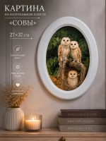 Картина на холсте в овальной раме «Совы» 27*37 см