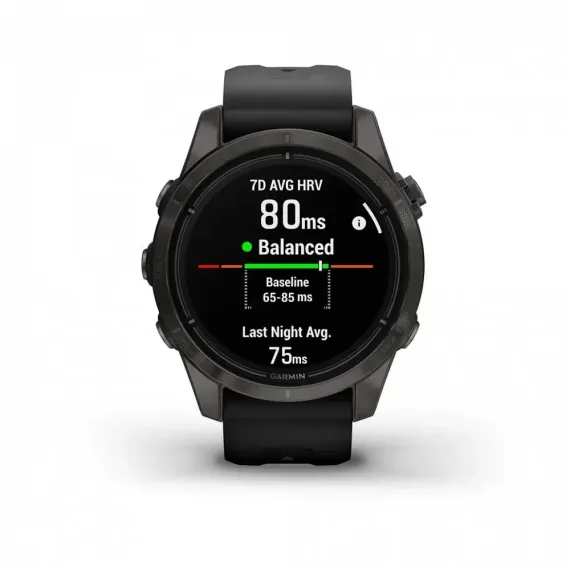 Garmin epix Pro (Gen 2) Sapphire Edition 42 мм, титановый, угольно-серый, DLC, черный ремешок