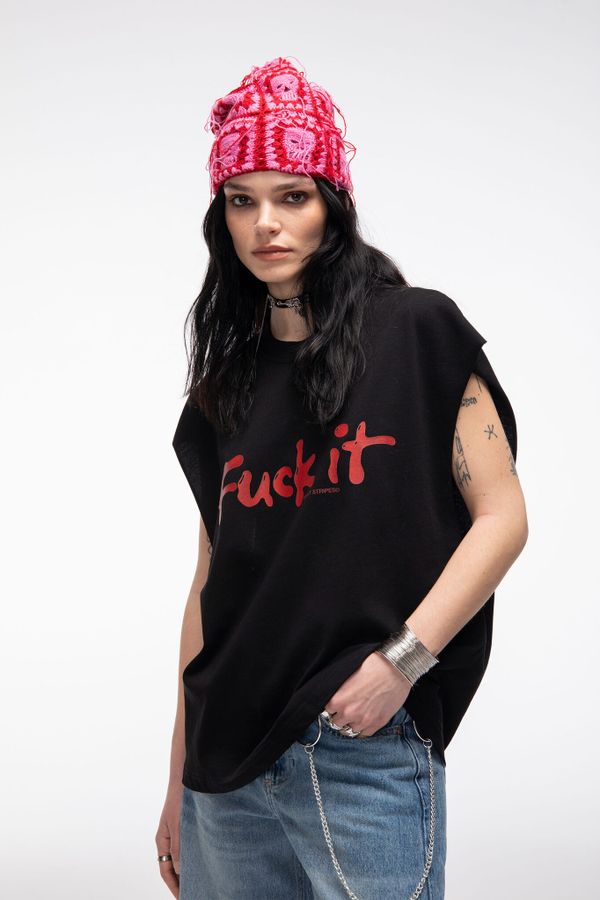 Футболка Без рукавов Fuck It черная - фото 5